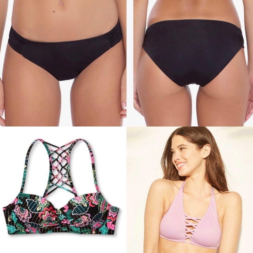 3 Pc SWIM MASHUP: Trina Turk Bikini Bottom + 2 Shade and Shore Bikini Tops